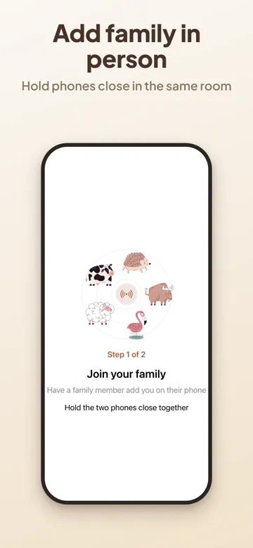 Screenshot: joining a family in person, holding two phones close together